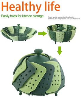 1Pcs Kookgerei Siliconen Dampende Mand Mesh Stoomboot Vouwen Voedsel Fruit Groente Vapor Fornuis Schotel Steamer Keuken Accessoires