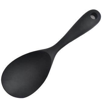 1Pcs Lange Handvat Rijst Lepel Food Grade Siliconen Warmte Lepel Keuken Slip Koken Accessoires Gereedschap Rijst Non-stick h3P2 zwart