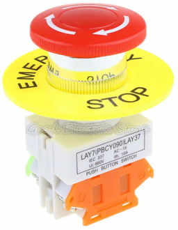 1PCS LAY37-11ZS Red Mushroom Cap 1NO 1NC DPST Emergency Stop Push Button Switch AC 660V 10A e-stop switch