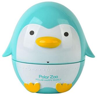 1Pcs Leuke Pinguïn Keuken Handvat Rotage Dial Timers Herinneringen Mechanische Countdown Timer Koken Drukke Herinnering Horloge Blauw