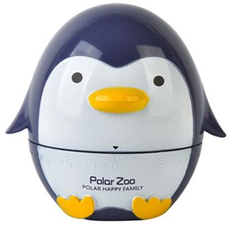 1Pcs Leuke Pinguïn Keuken Handvat Rotage Dial Timers Herinneringen Mechanische Countdown Timer Koken Drukke Herinnering Horloge grijs blauw