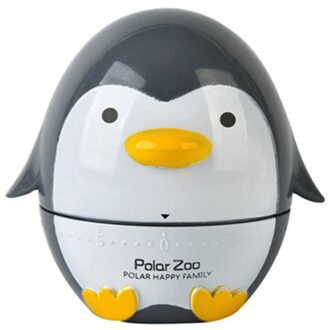 1Pcs Leuke Pinguïn Keuken Handvat Rotage Dial Timers Herinneringen Mechanische Countdown Timer Koken Drukke Herinnering Horloge zwart