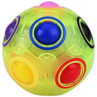 1Pcs Lichtgevende Stressverlichter Magic Rainbow Bal Bal Onderwijs Leuk Stress Magic Reliever Speelgoed Puzzel Rainbow Cube A3Y3 geel