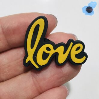 1Pcs Liefde Engels Letters Pvc Schoen Charmes Schoen Accessoires Decoratie Diy Polsbandjes Schoenen Kids Party citroen geel