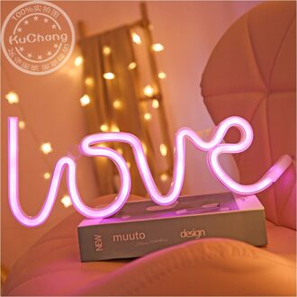 1Pcs Liefde Neon Desktop Slinger Licht Led Warm Of Roze Licht Romantische Valentijnsdag Voorstel Verjaardagsfeestje Thuis decoratie reeks 2