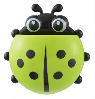 1Pcs Lieveheersbeestje Dier Insect Tandenborstelhouder Badkamer Cartoon Tandenborstel Tandpasta Muur Zuig Houder Rack Container Organizer groen