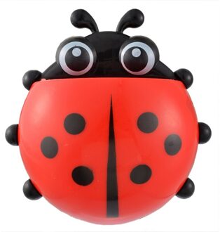 1Pcs Lieveheersbeestje Dier Insect Tandenborstelhouder Badkamer Cartoon Tandenborstel Tandpasta Muur Zuig Houder Rack Container Organizer rood