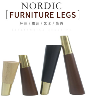 1Pcs/Lot Wooden Sofa Legs Feet Slanting Straight Coffee Table Furniture Level Feets with Metal Plates Cabinet Legs Multi-Size