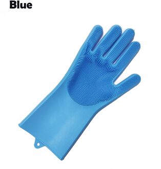 1PCS Magic Silicone Handschoen Keuken Accessoires Tool Huishoudelijke Borstel Handschoenen Schoonmaken Schotel wassen Auto Huisdier Borstel Rubber Handschoen blauw