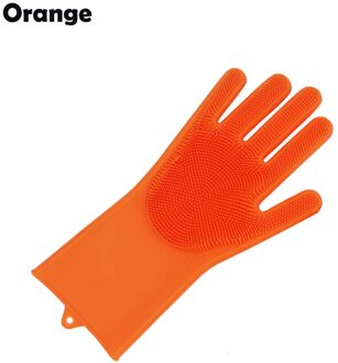 1PCS Magic Silicone Handschoen Keuken Accessoires Tool Huishoudelijke Borstel Handschoenen Schoonmaken Schotel wassen Auto Huisdier Borstel Rubber Handschoen oranje