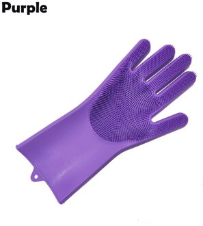 1PCS Magic Silicone Handschoen Keuken Accessoires Tool Huishoudelijke Borstel Handschoenen Schoonmaken Schotel wassen Auto Huisdier Borstel Rubber Handschoen paars
