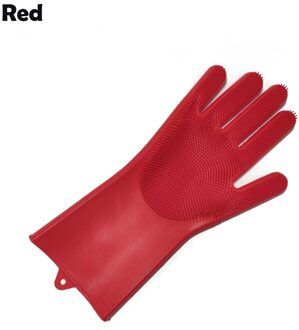 1PCS Magic Silicone Handschoen Keuken Accessoires Tool Huishoudelijke Borstel Handschoenen Schoonmaken Schotel wassen Auto Huisdier Borstel Rubber Handschoen rood