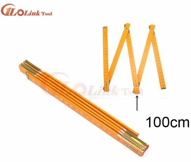 1Pcs Meetinstrumenten 200Cm Houten Yard Stok Vouwen Heerser Hout Carpenter Metric Draagbare Timmerman Houten Duimstok 100cm 100CM-geel