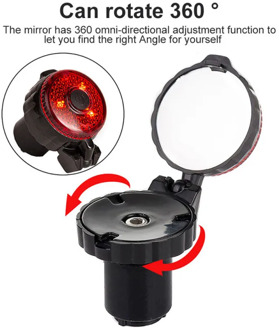 1PCS Mini Bike Handlebar End Rearview Mirror Adjustable MTB Bicycle Rearview Mirror with 3-mode Warning Light Bike Accessories