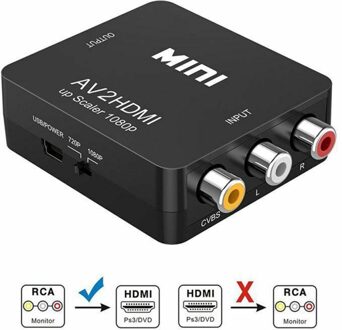 1Pcs Mini Compositerca Naar Hdmi Converte Audio Adapter Component Converter Video Adapter Rgb Kleurverschil Component Connector zwart