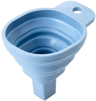 1Pcs Mini Opvouwbare Trechter Silicone Inklapbare Trechter Opvouwbare Draagbare Trechters Worden Opgehangen Huishoudelijke Vloeibare Doseren Keuken Gereedschap Blauw