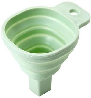 1Pcs Mini Opvouwbare Trechter Silicone Inklapbare Trechter Opvouwbare Draagbare Trechters Worden Opgehangen Huishoudelijke Vloeibare Doseren Keuken Gereedschap groen