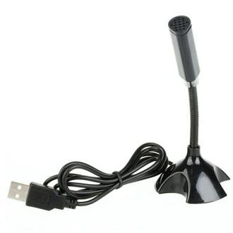 1Pcs Mini Verstelbare Usb Laptop Microfoon Mini Studio Speech Microfoon Stand Mic Met Houder Voor Desktop Pc zwart