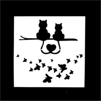 1Pcs Mooie Kat Vormige Herbruikbare Stencil Airbrush Schilderen Art Diy Home Decor Schroot Boeken Fotoalbum Ambachten