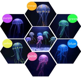 1Pcs Mooie Siliconen Kunstmatige Kwallen Stijl Swim Gloeiende Effect Aquarium Aquarium Decoratie Accessorie Willekeurige Kleur M 1stk willekeurig