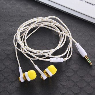 1Pcs MP3 MP4 Bedrading Subwoofer Headset Gevlochten Touw Draad Doek Touw Ruisonderdrukkende Koptelefoon Voor Iphone Xiaomi Redmi Pro oordopjes geel