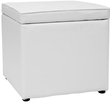 1Pcs Multifunctionele Poef Opslag Kruk Lederen Poef Opbergdoos Kleine Sofa Stoel Bank Doos Thuis Organisatoren Doos Hwc wit
