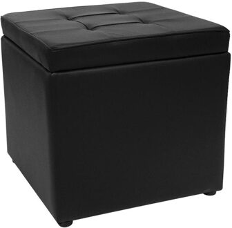 1Pcs Multifunctionele Poef Opslag Kruk Lederen Poef Opbergdoos Kleine Sofa Stoel Bank Doos Thuis Organisatoren Doos Hwc zwart