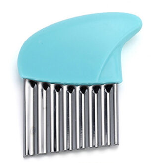 1Pcs Multifunctionele rvs wave chopper Aardappelen tomaten uien Manual home wave cutter Keuken helper Blauw