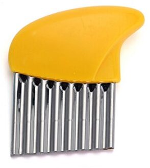 1Pcs Multifunctionele rvs wave chopper Aardappelen tomaten uien Manual home wave cutter Keuken helper Geel