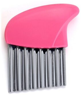 1Pcs Multifunctionele rvs wave chopper Aardappelen tomaten uien Manual home wave cutter Keuken helper Roze