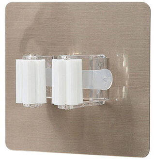 1Pcs Multifunctionele Zelfklevende Naadloze Stickers Mop Rack Waterdicht Keuken Bezem Rack Haken Pvc Zonder Trace Mop Houder single wit