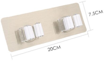 1Pcs Multifunctionele Zelfklevende Naadloze Stickers Mop Rack Waterdicht Keuken Bezem Rack Haken Pvc Zonder Trace Mop Houder two wit