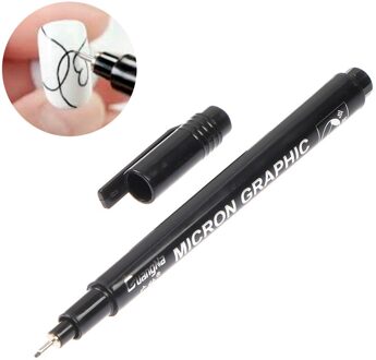 1Pcs Nail Art Graffiti Pen Zwarte Kleur Uv Gel Polish Dot Schilderen Detailing Pen Borstels Diy Nail Art sieren Gereedschap