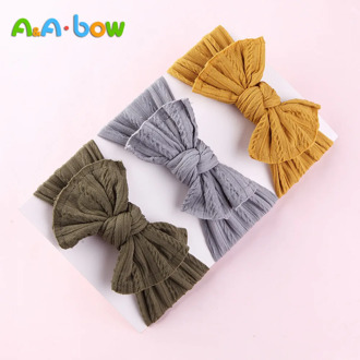 1PCS New Braid Nylon Bow Headbands,Cable Knit Solid Wide Nylon Headbands Turban, Baby Girls Head Wrap Hair Accessories 27 colors