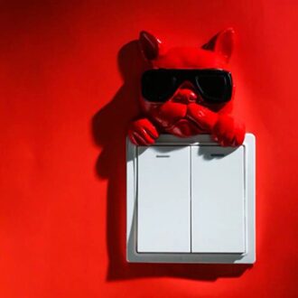 1Pcs Nordic Moderne Cartoon Hond Creatieve Schakelaar Stickers Huishouden Muur Sticker rood