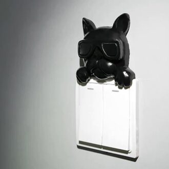 1Pcs Nordic Moderne Cartoon Hond Creatieve Schakelaar Stickers Huishouden Muur Sticker zwart