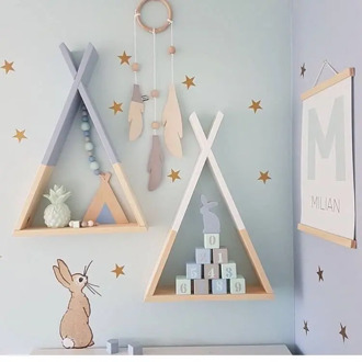 1pcs Nordic Wooden Triangle Shelf Wall Hanging Display Storage Rack Crafts DIY Baby Room Home Decoration Accessories