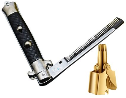 1Pcs Opvouwbare Kammen Haar Trimmer Kam Borstel & 1Set Rvs Oor Neus Trimmer Scheermes