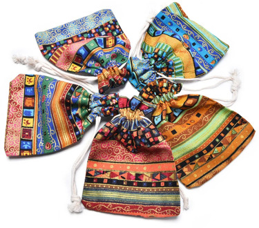 1Pcs Perfect Exotic Christmas Wedding Gift Bag Jewelry Pouch Cloth Linen Fabric Packaging With Drawstring 10cm * 14cm