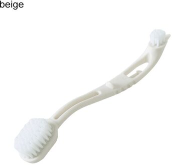 1Pcs Plastic Huishoudelijke Cleaner Schoenen Cleaning Tools Dubbele Hoofd Draagbare Schoen Borstel Lang Handvat Sneakers Wassen Borstels beige