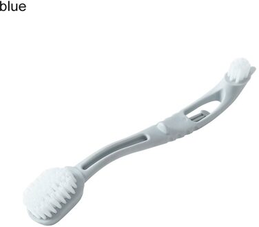 1Pcs Plastic Huishoudelijke Cleaner Schoenen Cleaning Tools Dubbele Hoofd Draagbare Schoen Borstel Lang Handvat Sneakers Wassen Borstels blauw