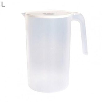 1Pcs Plastic Koud Water Fles Handvat Pitcher Grote Capaciteit Te Schoon Plastic Persen Pitcher Voor Water Sap Container wit 2500ml