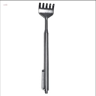 1Pcs Praktische Handige Draagbare Verstelbare Roestvrij Pen Clip Terug Scratcher Telescopische Pocket Krassen Massage Tool Set licht grijs