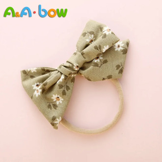 1PCS Print Floral Bow Nylon Headband For Baby Girls, Baby Stretch Headbands Cute Headwear Hair Accessories Head Wrap