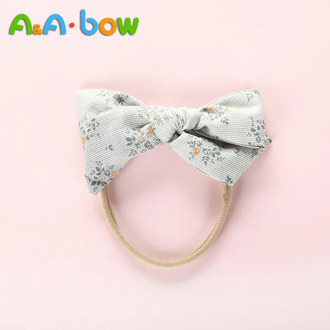 1PCS Print Flower Bow Hair Band Nylon Headband For Baby Girls Stretch headbands Cute Headwear Hair Accessories Head Wrap