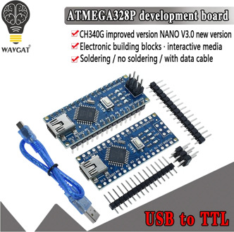1PCS Promotion For arduino Nano 3.0 Atmega328 Controller Compatible Board WAVGAT Module PCB Development Board without USB V3.0