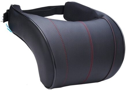 1Pcs Pu Lederen Auto Auto Nekkussen Memory Foam Kussens Neksteun Hoofdsteun Kussen Pad zwart rood