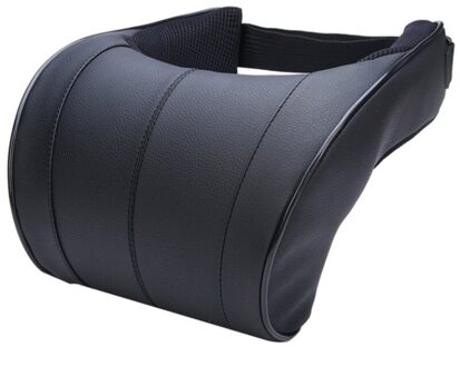 1Pcs Pu Lederen Auto Auto Nekkussen Memory Foam Kussens Neksteun Hoofdsteun Kussen Pad zwart