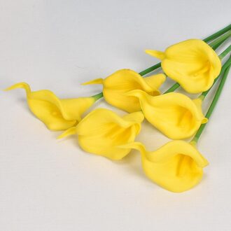 1Pcs Real Touch Calla Lelie Kunstbloemen Calla Lelie Boeket Voor Bruiloft Boeket Bruids Thuis Bloem Decoratie geel