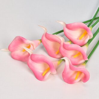 1Pcs Real Touch Calla Lelie Kunstbloemen Calla Lelie Boeket Voor Bruiloft Boeket Bruids Thuis Bloem Decoratie licht roze